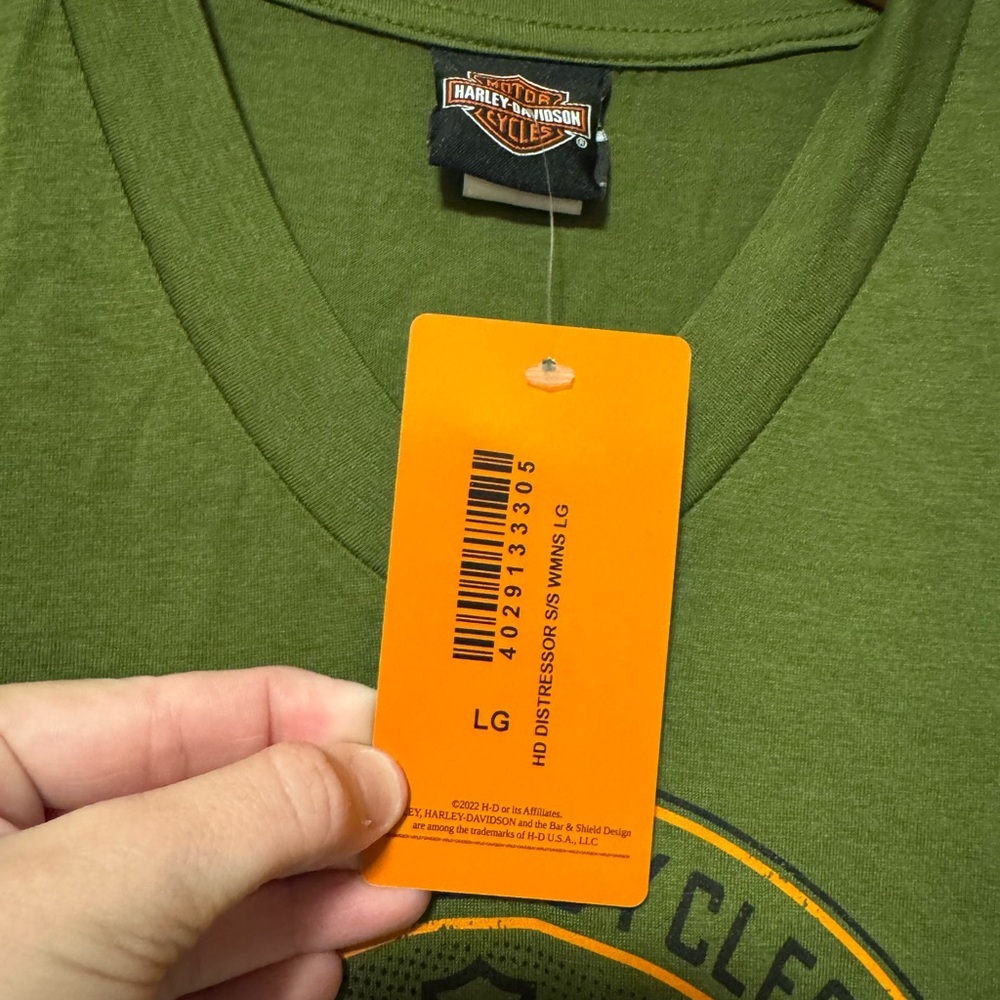 5/$55 !! 🔥 NWT Harley Davidson Green Women's Short Sleeve Tee - Picture 2 of 3